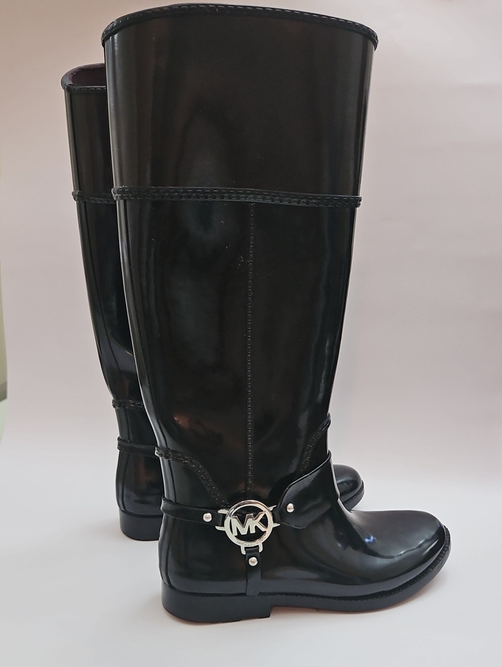 Michael Kors Fulton Harness Black/Brown Tall Rainboot Size 6 M